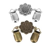 Homoyoyo 2pcs Vintage Mandala Scarf Buckle Retro Shawl Clips for Women Classic Sweater and Dress Accessories Durable Knitwear Buckles Antique Silver and Bronze Elegant Wrap Fasteners for