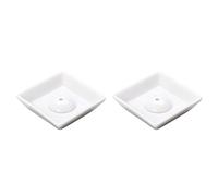 Homoyoyo 2pcs White Ceramic Incense Stick Holder Set with Square round Trays, Elegant and Sturdy No Rust No Fading Incense Base Plate for Home, Study Room Decor or Health Club