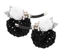 Homoyoyo 2pcs White Floral Hair Nets for Buns Hair Clips with Fabric and Metal Material Elegant Design to Keep off Neck Suitable for Thick Thin Curly or Straight for Daily Life and Most