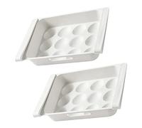 Homoyoyo 2pcs White Plastic Egg Storage Boxes with 12-grids Drawer Design, Large Capacity Refrigerator Organiser for Preventing Eggs from Being Crushed and Efficient Fridge Food Sorting
