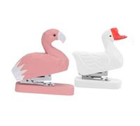 Homoyoyo 2Pcs Wooden Animal Desk Staplers Flamingo Goose Cute Office Supplies Lovely Handheld Stapler Wood Stationery Students and Home Use