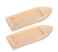 Homoyoyo 2Pcs Wooden Canoe Boat Model Miniature Row Boats 14X5X1.5Cm Wooden Desktop Ornaments for Coastal Home and Beach Shelf Decoration