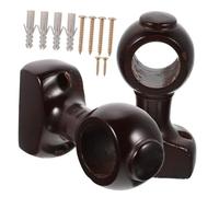 Homoyoyo 2pcs Wooden Curtain Rod Brackets Sturdy Support Holders for Drapery Poles in Living Bedroom Office Modern Simple Style Compatible with Window Rods Random Color