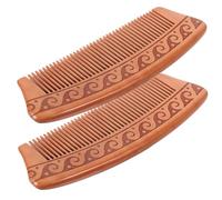Homoyoyo 2pcs Wooden Hair Combs for Women and Men Natural Static Dual Sided Carved Scalp Massage Combs Smooth Surface Detangling for Wet and Dry Hair Portable Styling Tools