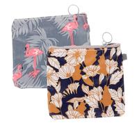 Homoyoyo 2Pcs Zipper Sanitary Napkin Storage Bags Portable Tampon Organizer Pouches for Bathroom Coin and Card Holder with Flamingo Floral Design Multi-purpose Small Item Carrier for Women