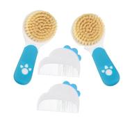 Homoyoyo 2Set Grooming Set Soft Bristle Hair Brush and Cradle Cap Comb for Newborns Boys Gentle Scalp Essential Blue