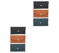 Homoyoyo 2sets Stylish Pu Card Storage Wallet Multi Function Envelope Holder for Cards Cash Accessories Practical Design Black Brown Green 3pcs*2
