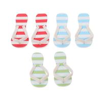 Homoyoyo 3 Pairs Miniature Dollhouse Slippers Set, Micro Landscape Simulation Shoes Decor with Blue-white, Red-white, and Green Stripes, Mini House Ornament for Summer Beach Scene