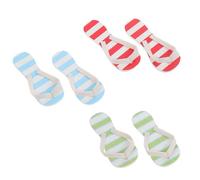 Homoyoyo 3 Pairs Miniature Slipper Dollhouse Accessories, Mini Slipper Scene Props with Blue, Red, and Green Stripes, Summer Beach Micro Decoration for Mini House