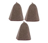 Homoyoyo 3 PCS Wool Felt Sauna Hat Thickened Soft Woolen Steam Cap High Top Russian Banya Bathing Hat for Men Women Heat-resistant Finnish Sauna Accessory Deep Brown