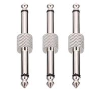 Homoyoyo 3 Pieces Silver Guitar Pedal Connectors Double Head Audio Couplers for Effect Pedals Patch Cable Adapter Suitable for Guitar Pedalboards and Live Stage Use