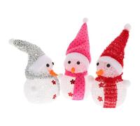 Homoyoyo 3 Pieces Xmas Luminous Snowman Ornaments Crystal Christmas Decor Set Colorful Light-Up Snowman Decorations for Holiday Tabletop Display Random Style