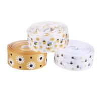 Homoyoyo 3 Roll Blossoms Ribbon Decorative Ribbon Harvest Packing 2.2cmx5yd Farm Theme Rustic Country Style Daisy Shape Long Roll Design Strong for Bouquet Ties Easter Spring Party