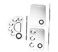 Homoyoyo 3 Sets Stainless Steel Makeup Palettes Mixing Trays for Foundation and Nail Art Professional Cosmetic Mixing Boards for Artists and Makeup Application