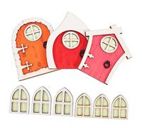 Homoyoyo 3 Sets Wooden Fairy Doors with Luminous Glow Miniature Dollhouse Decor for Garden Trees Wood Material Realistic Detail Ornament for Indoor Outdoor Seasonal Display