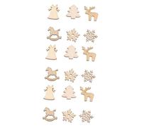 Homoyoyo 300 pcs Mini Christmas Wooden Cutouts DIY Craft Embellishments Mixed Pattern Xmas Tree Pendants Wooden Decorations for Holiday Art Projects Home Party