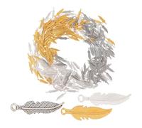 Homoyoyo 300PCS Vintage Alloy Leaf Plume Wing Charms Pendants for DIY Bracelet Necklace Earrings Making Mixed Antique Silver Gold Accessories for Creative Jewelry Crafting