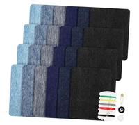 Homoyoyo 30pcs Iron Cotton Denim Patches Clothes Repairing Patches for Jeans Tears Mending No Sew Fabric Fix Kit with Threads