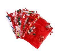 Homoyoyo 36pcs Christmas Organza Drawstring Bags Assorted Style Candy Pouches for Holiday Wrapping Party Favors Decorations and Candy Storage