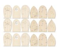Homoyoyo 36pcs Unfinished Wood Pieces Mini Door Shape Wooden Pieces for Crafts Smooth Surface Blank Surface Creative Fairy Themed Style DIY Crafts Decoration