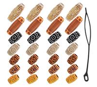 Homoyoyo 38pcs Dreadlock Hair Accessories Set with Wood Beads and Metal Braid Rings, Hair Jewelry for Braids and Dreadlocks, Suitable for Party, Festival, and Daily Wear