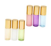Homoyoyo 3ml Roll-on Bottle 6pcs Set Pearlescent Glass Essential Oil Bottles Refillable Portable Subpackaging Steel Roller Balls for Travel and Aromatherapy