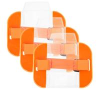 Homoyoyo 3pcs Adjustable Orange Arm Badge Holders with Protective Covers for Worker Id Cards Flexible and Wear-Resistant Armbands Suitable for Office Restaurant Factory Use