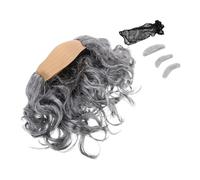 Homoyoyo 3pcs Bald Cap Wig Set with Gray Beard and Eyebrows for Men Skinhead Style Costume Accessory for Halloween Parties and Fancy Dress Versatile Bald Head Decoration