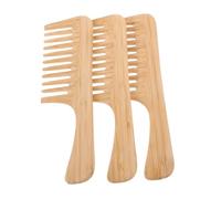 Homoyoyo 3pcs Bamboo Wide Tooth Combs with Handle Extra Large Detangling Paddle Brushes for Curly Hair Protection Anti-static Natural Hair Styling Tools for Women and Hairdressers at Home