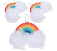 Homoyoyo 3pcs Bath Sponge Set Rainbow Pu Sponge Body Shower Scrubber for Soft Exfoliating to Remove Dead Skin and Massage the Skin