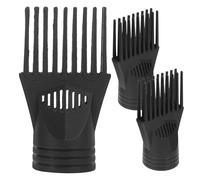 Homoyoyo 3Pcs Black Plastic Hair Dryer Concentrator Comb Attachment Universal Salon Nozzle Replacement for Pre-Styling, Straightening and Detangling Hair Blower