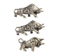 Homoyoyo 3pcs Brass Cattle Shaped Pendant Key Chain Adornment Home Decor Featuring Solid Construction Intricate Patterns Animal Themed Decorative Hanging Ornament