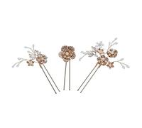 Homoyoyo 3pcs Bridal Hairpins Elegant U Shaped Vintage Pearl Hair Accessories for Weddings Durable Rhinestone Hairpins for Brides for Banquets and Daily Wear