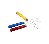 Homoyoyo 3Pcs Button Hook Helper with Wooden Grip Handles Stainless Steel Button Aids for Easy One Hand Operation Durable Wear Resistant Red Yellow Blue