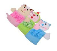 Homoyoyo 3pcs Cartoon Bathing Gloves Sponge for Bathing Washcloth Exfoliating Shower Gloves for Boy Girl Washcloths for Bath Adorable Animals for Newborn Accessories