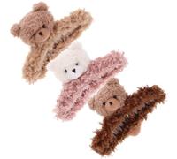 Homoyoyo 3pcs Cartoon Bear Claw Clips for Women Cute Plush Jaw Clips Soft Hair Accessories for Girls for Styling and Everyday Use