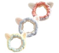 Homoyoyo 3pcs Cat Ear Face Cleaning Headbands Elastic Water Absorbing Hairbands for Spa Makeup Soft Comfortable Hairbands for Facial Wash and Beauty Routine