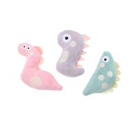 Homoyoyo 3pcs Cat Plush Set Catnip Interactive Pet Teaser Kitten Chew Includes Pink Snake, Gray Dinosaur, and for Indoor Play