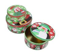 Homoyoyo 3pcs Christmas Candy Storage Tinplate Box Set with Large, Medium, and Small Containers, Green Metal Sweet Holders for Holiday Party and Festive Decor