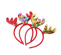 Homoyoyo 3Pcs Christmas Headband Set with Red, Gold, and Sequin Antler Hairbands for Festival Hair Accessories Party Hairwear