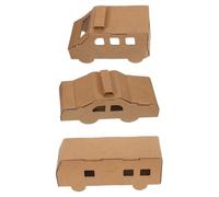 Homoyoyo 3Pcs Craft Cardboard Vehicle Model Kit - DIY Paper Police Car, Ambulance, and Bus Puzzle for ’S Creative Building and Educational Play