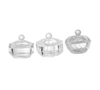 Homoyoyo 3pcs Crystal Nail Art Cups Lids Glass Nail Art Liquid Powder Cups for Manicures for Workshops and Home Use