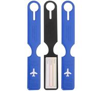 Homoyoyo 3pcs Dark Blue PVC Luggage Tags Set for Travel Baggage Id Label Suitcase Tags with Name Pendant, Sturdy Travel Luggage Labels for Checked Bags and Backpacks
