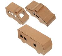 Homoyoyo 3Pcs DIY Paper Vehicle Craft Set - Cardboard Model Cars for Painting and Assembling - Includes Police Car, Ambulance, and Bus - Educational Vehicle Building Kit for