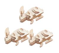 Homoyoyo 3pcs DIY Wooden Rabbit Model Kit for Coloring and Painting Educational Animal Puzzle for Adults Creative Assembly Craft for Home and School Decor