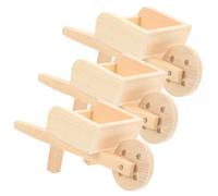 Homoyoyo 3pcs Dolls House Mini Wooden Wheelbarrows Models, Miniature Wheelbarrows for Dollhouse Garden Decor, Natural Wood Cart Barrows for Micro Landscape Accessories