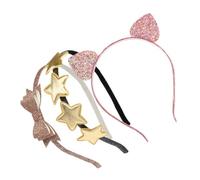 Homoyoyo 3pcs Ears Headband Sequins Star Bow Hairbands for Women Girls Boys and Girls Bow Hairband
