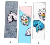 Homoyoyo 3Pcs Enamel Organ Shaped Brooches Lightweight Brain Heart Pins Creative Party Accessories Gift for Women and Friends