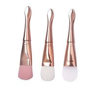 Homoyoyo 3pcs Face Mask Brush with Soft Silicone and White Bristles Rose Gold Handles Reusable Facial Mud Applicator for DIY Skincare Gentle Makeup Supplies Tool for Home Use