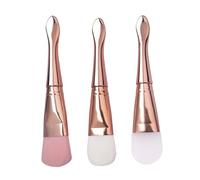 Homoyoyo 3pcs Facial Mask Brush Rose Gold Handle Silicone Makeup Applicator Tools for Mud Mask Application